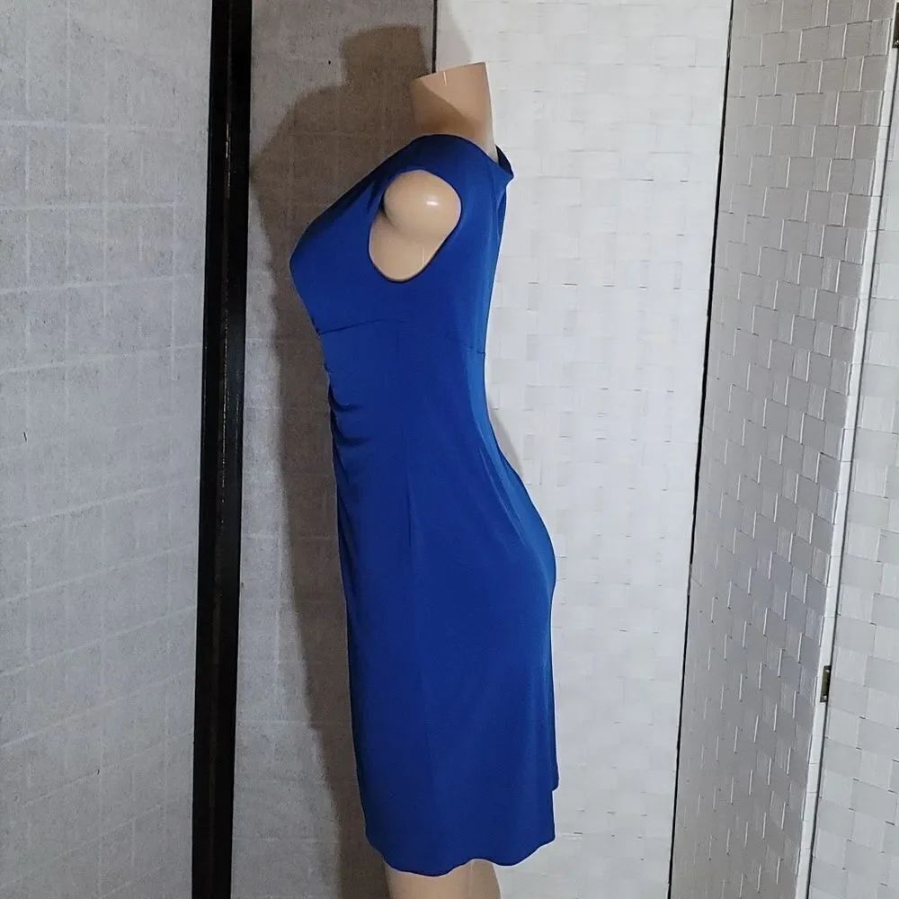 DRESS BARN SLEEVELESS RUCHED DETAILS ROUND NECKLINE SHEATH DRESS - Picture 8 of 14